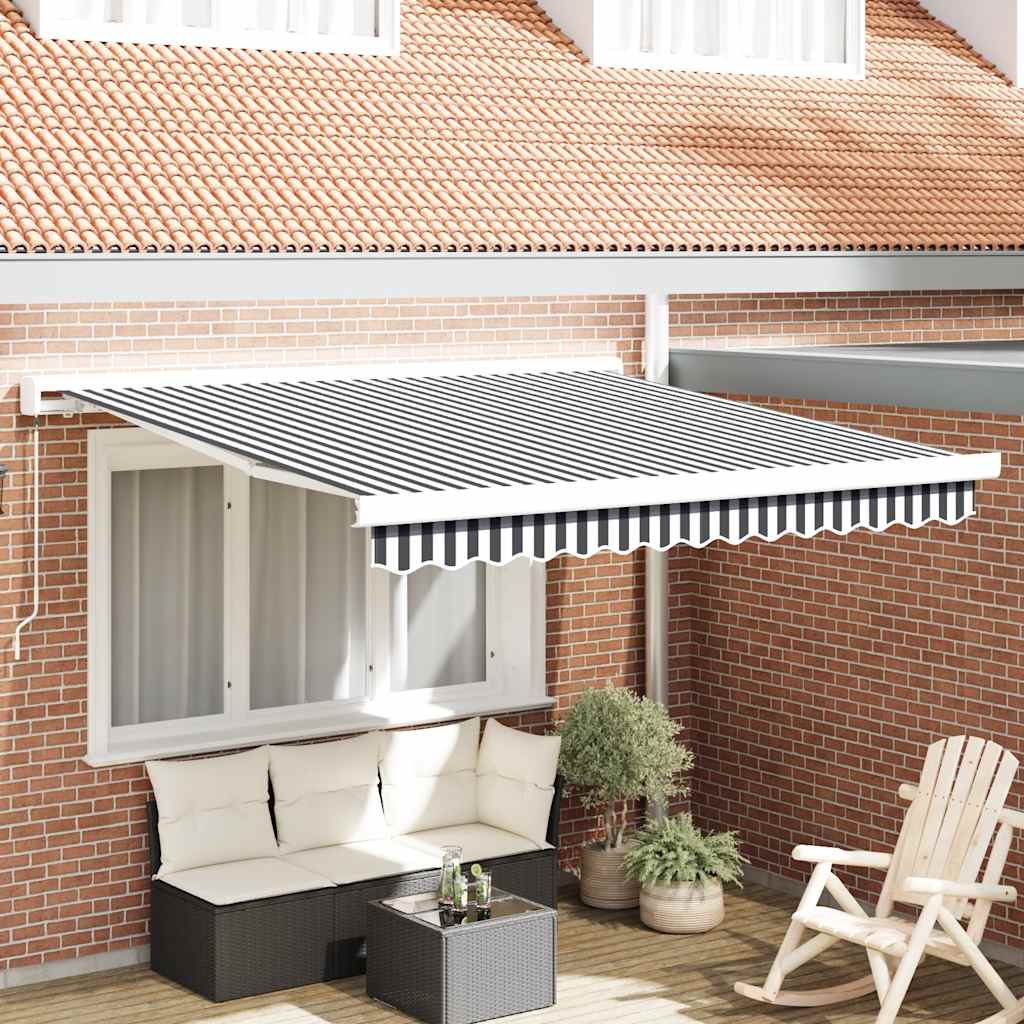 vidaXL Markise Einziehbar Anthrazit und Weiß 3x2,5 m Stoff & Aluminium