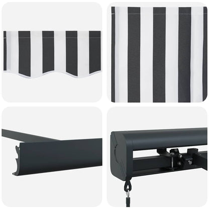 vidaXL Markise Einziehbar Anthrazit und Weiß 3x2,5 m Stoff & Aluminium