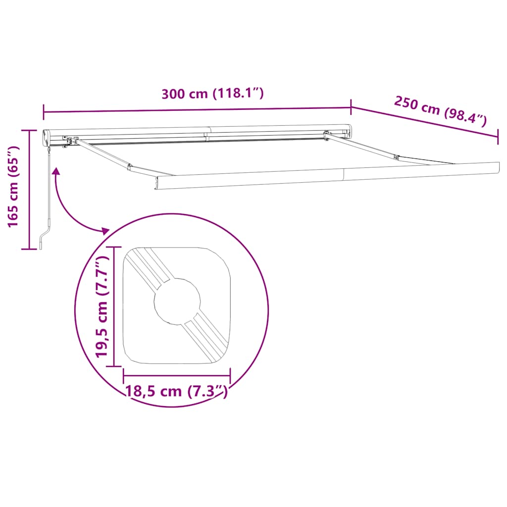 vidaXL Markise Einziehbar Anthrazit und Weiß 3x2,5 m Stoff & Aluminium