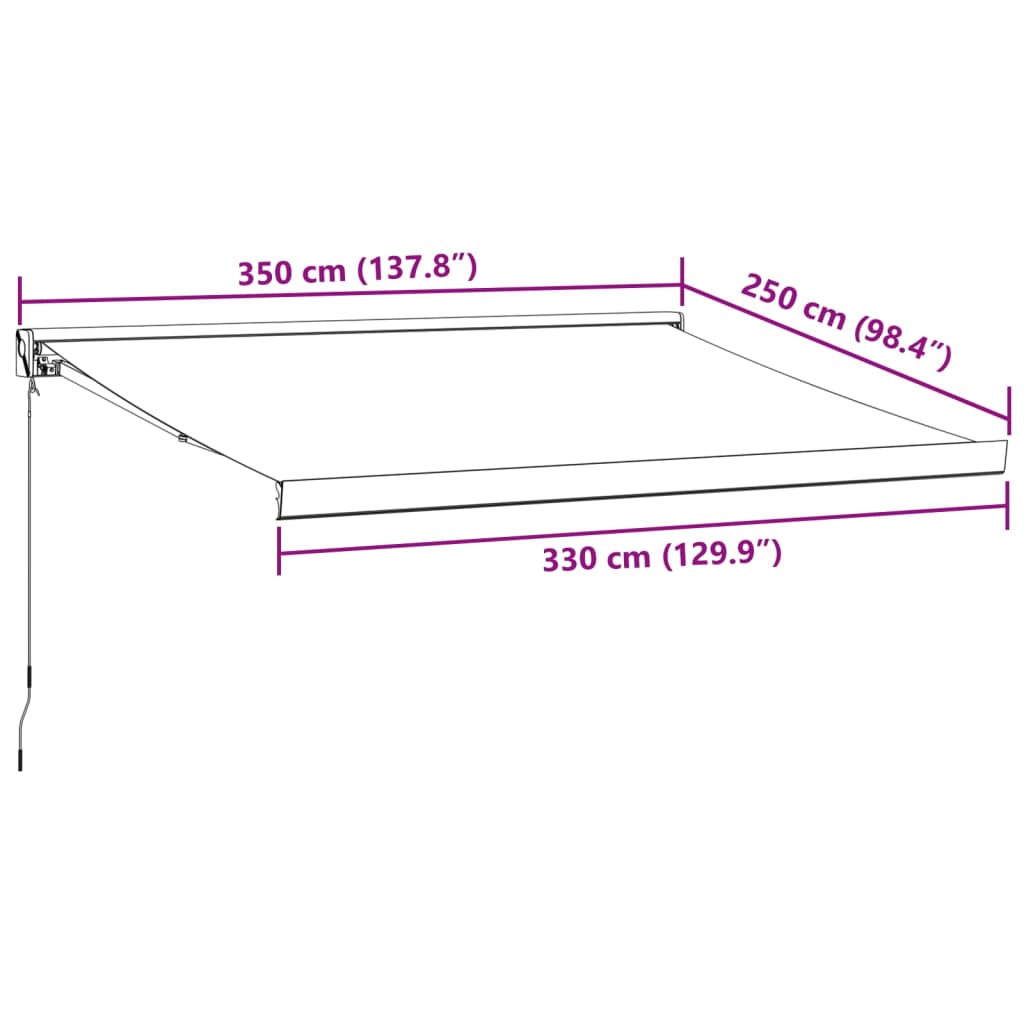vidaXL Auvent rétractable Anthracite et blanc 3,5x2,5 m Tissu et aluminium