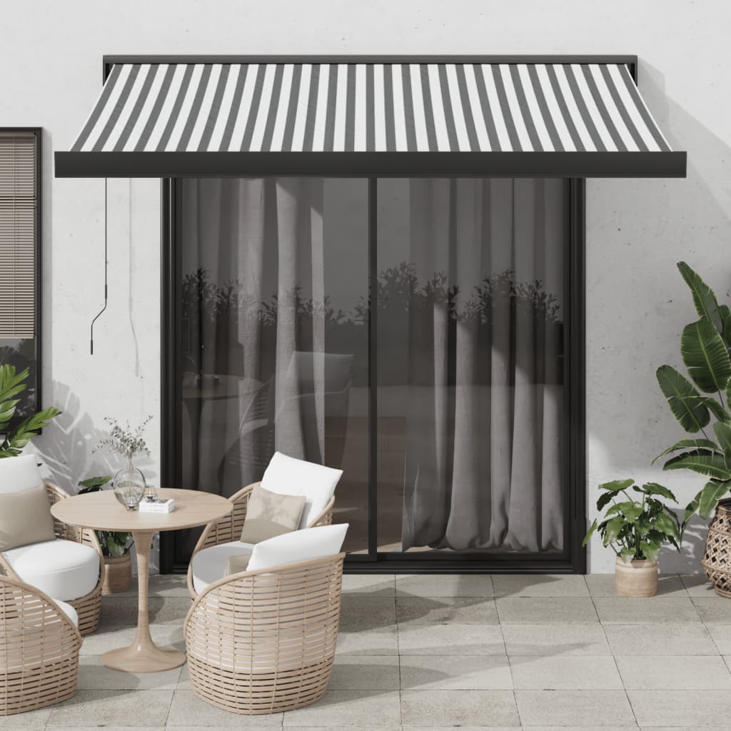 vidaXL Auvent rétractable Anthracite et blanc 3,5x2,5 m Tissu et aluminium