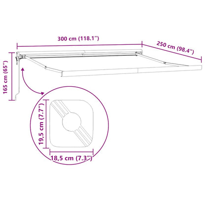 vidaXL Markise Einziehbar Anthrazit und Weiß 3x2,5 m Stoff & Aluminium