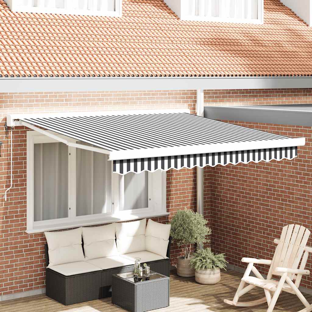 vidaXL Markise Einziehbar Anthrazit und Weiß 3x2,5 m Stoff & Aluminium