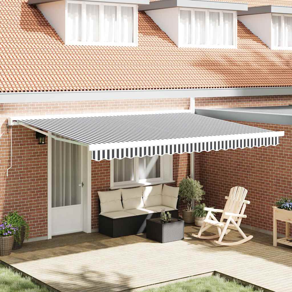 vidaXL Auvent rétractable anthracite et blanc 4,5x3 m Tissu & Aluminium