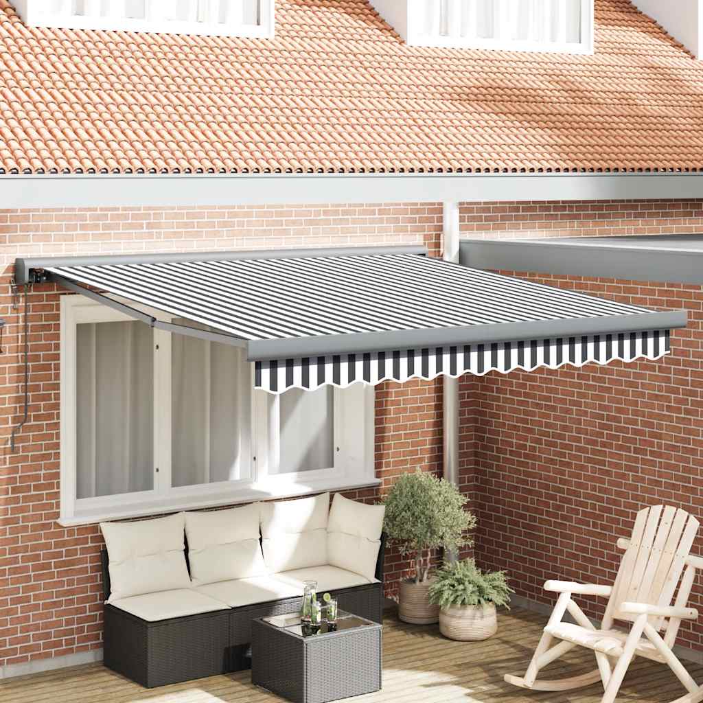 vidaXL Markise Einziehbar Anthrazit und Weiß 3x2,5 m Stoff & Aluminium