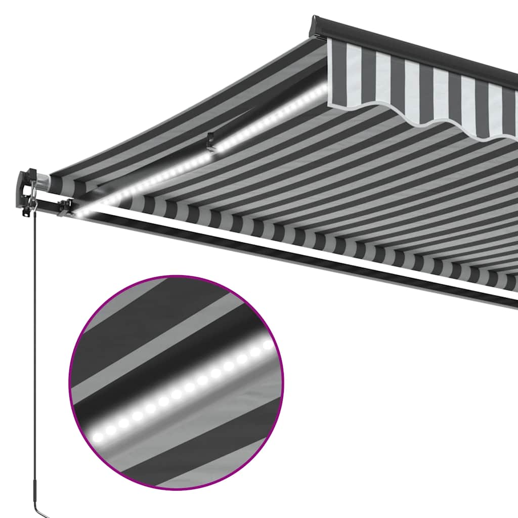 vidaXL Markise mit LED-Beleuchtung Manuell Anthrazit & Weiß 300x250 cm