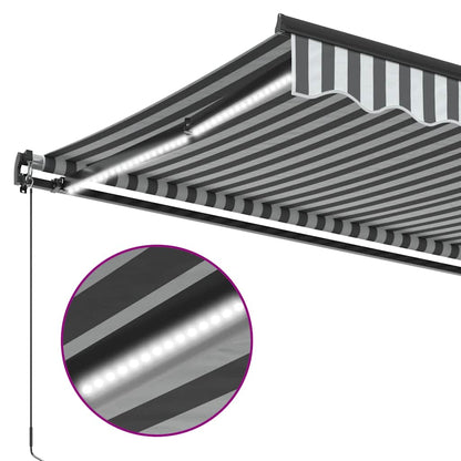 vidaXL Markise mit LED-Beleuchtung Manuell Anthrazit & Weiß 300x250 cm