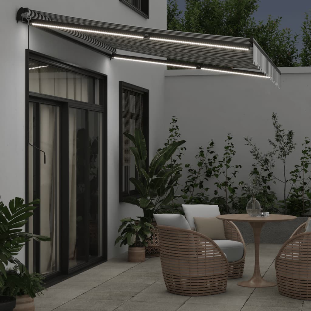 vidaXL Auvent manuel à LED anthracite et blanc 350x250 cm