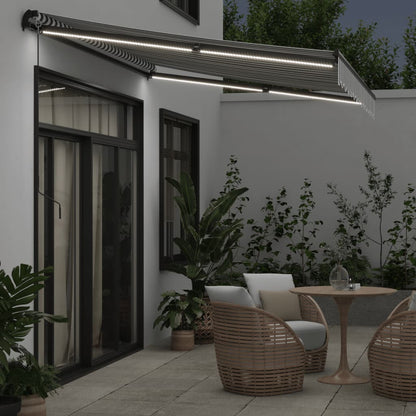 vidaXL Auvent manuel à LED anthracite et blanc 350x250 cm