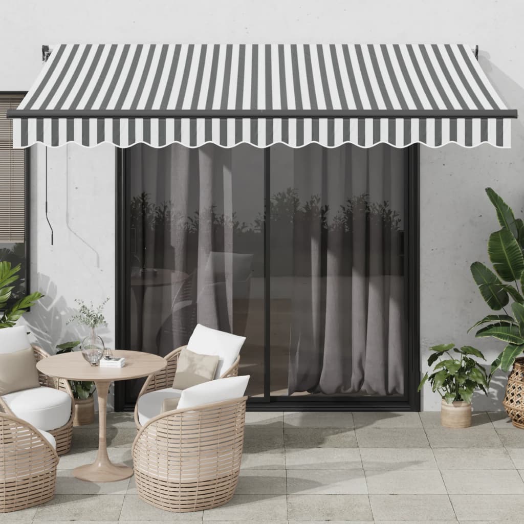 vidaXL Auvent manuel à LED anthracite et blanc 350x250 cm