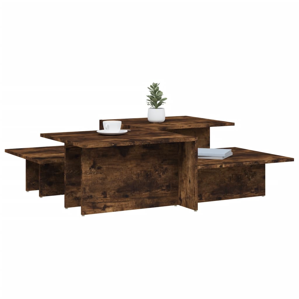 vidaXL Tables basses 2 pcs Chêne fumé Bois d'ingénierie