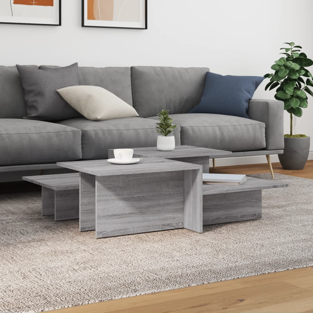 vidaXL Tables basses 2 pcs. Gris Chêne Sonoma Bois d'ingénierie