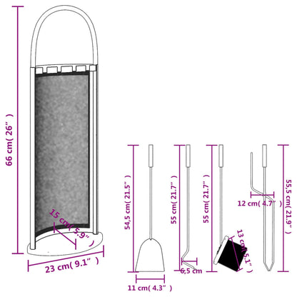 vidaXL Kit d'ustensiles de cheminée 5 pcs 23 x 15 x 66 cm Acier