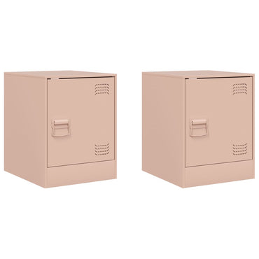 vidaXL Tables de chevet 2 pcs Rose 34,5x39x44 cm Acier