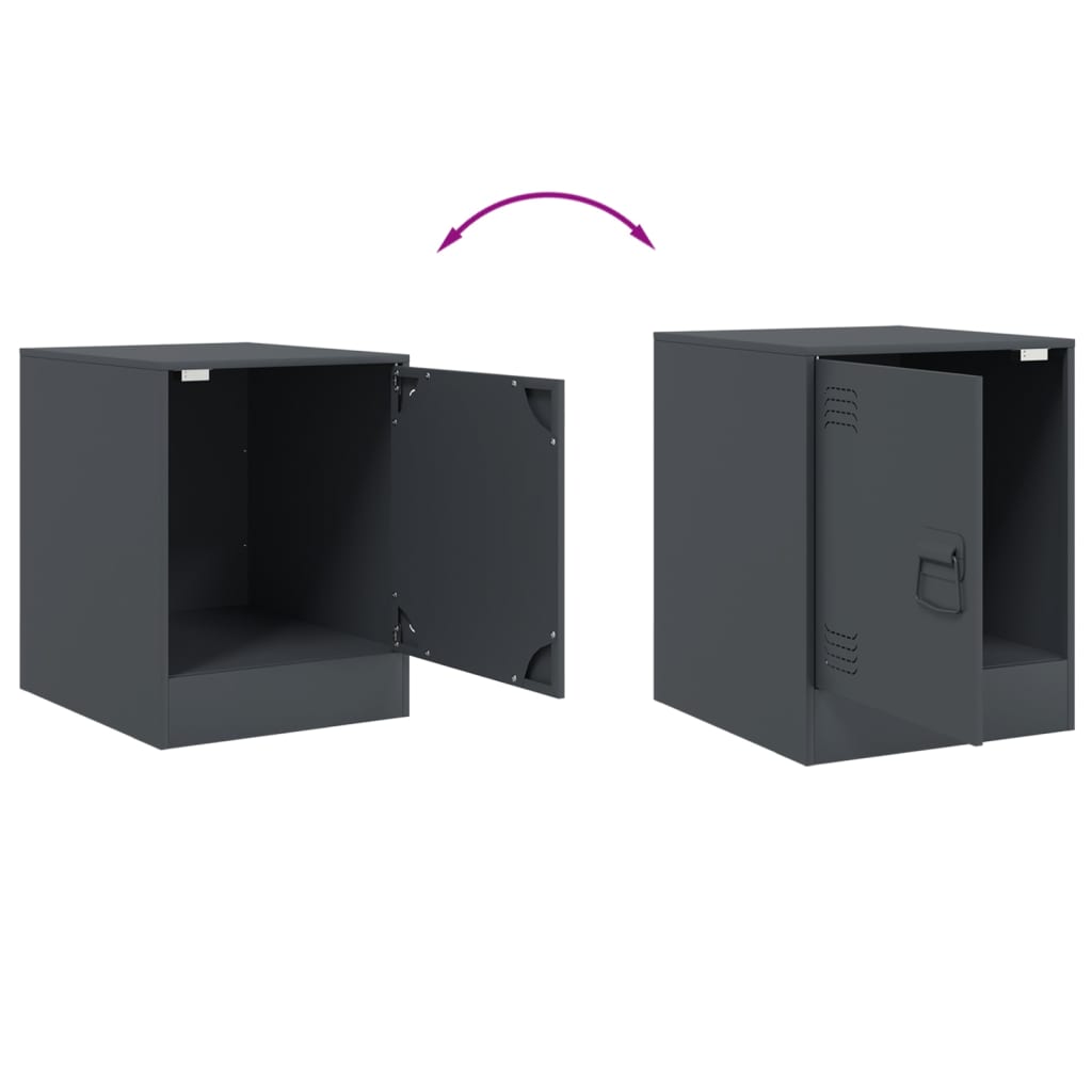 vidaXL Tables de chevet 2 pcs Anthracite 34,5x39x44 cm Acier