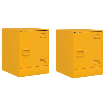 vidaXL Tables de chevet 2 pcs. Jaune moutarde 34,5x39x44 cm Acier