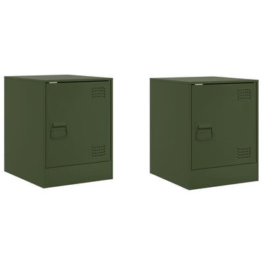 vidaXL Tables de chevet 2 pcs. Vert olive 34,5x39x44 cm Acier