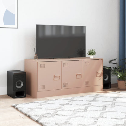 vidaXL Meuble TV Rose 99x39x44 cm Acier
