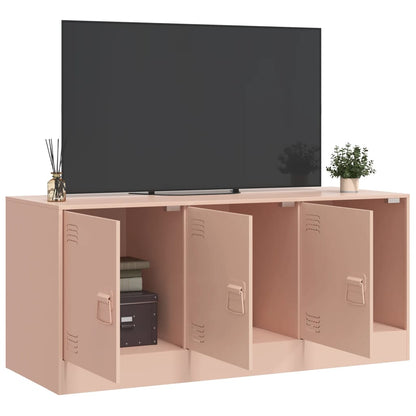vidaXL Meuble TV Rose 99x39x44 cm Acier