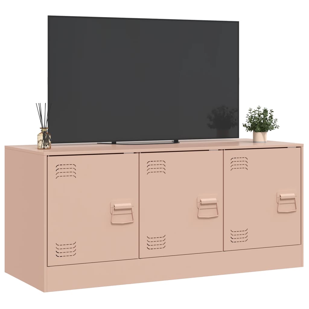 vidaXL Meuble TV Rose 99x39x44 cm Acier