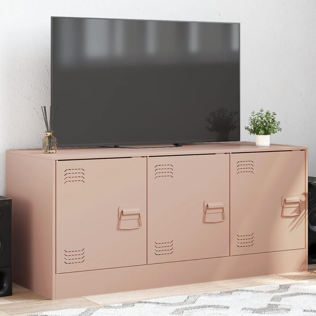 vidaXL Meuble TV Rose 99x39x44 cm Acier