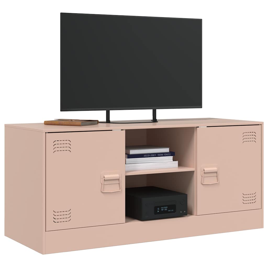 vidaXL Meuble TV Rose 99x39x44 cm Acier