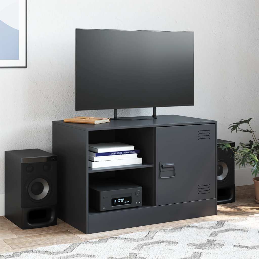 vidaXL Meuble TV Noir 67x39x44 cm Acier