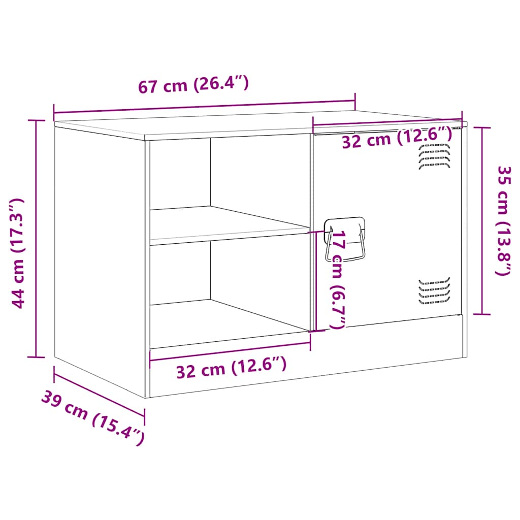 vidaXL Meuble TV Noir 67x39x44 cm Acier