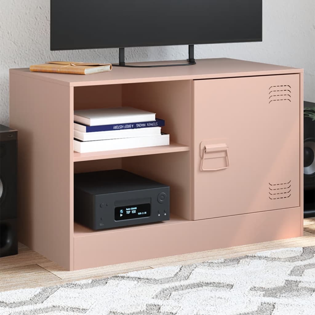 vidaXL Meuble TV rose 67x39x44 cm Acier