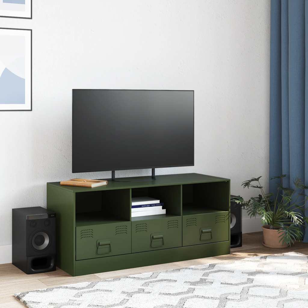 Meuble TV vidaXL vert olive 99x39x44 cm acier