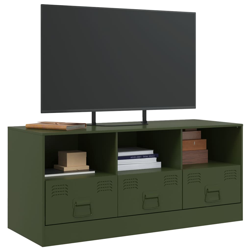 Meuble TV vidaXL vert olive 99x39x44 cm acier