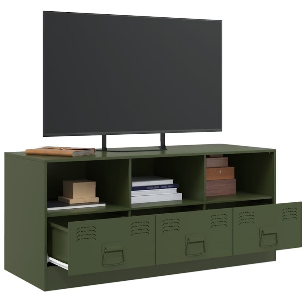 Meuble TV vidaXL vert olive 99x39x44 cm acier