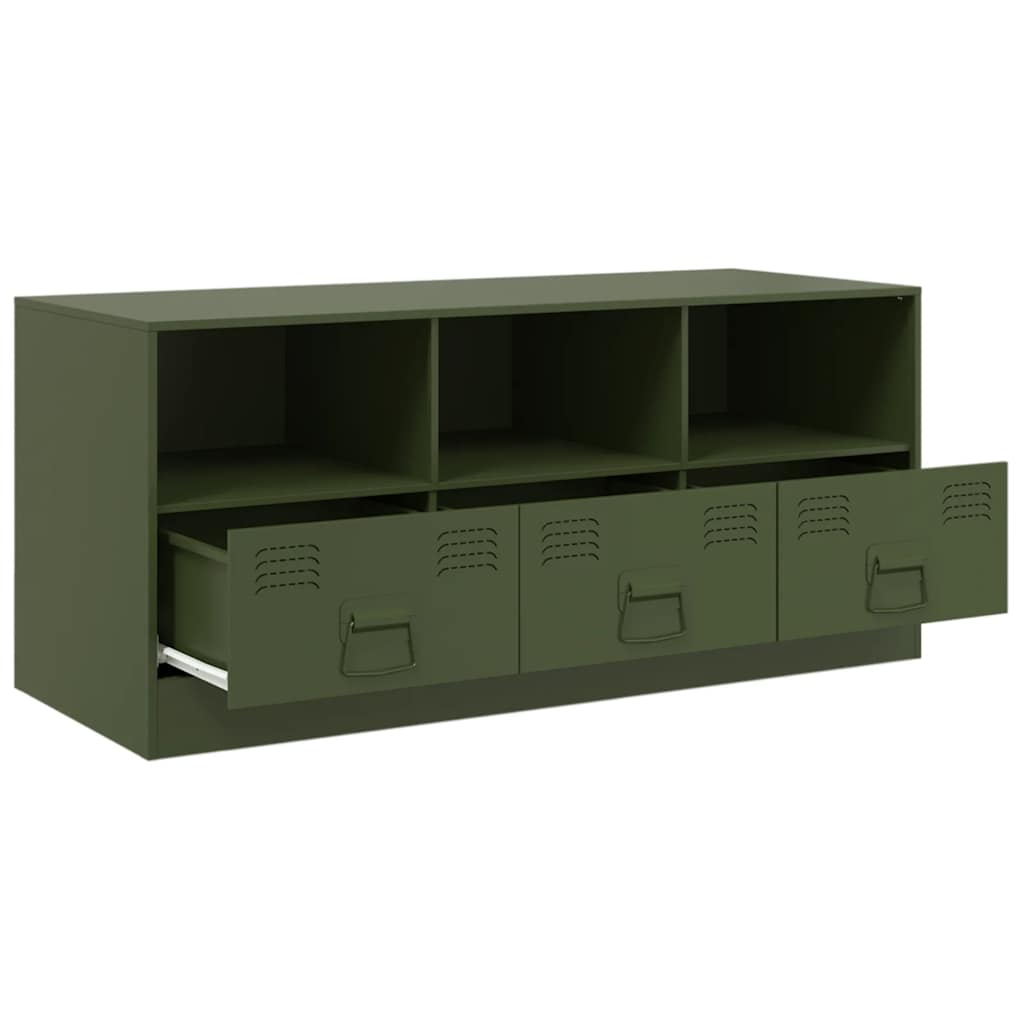 Meuble TV vidaXL vert olive 99x39x44 cm acier