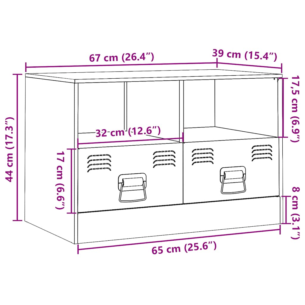 vidaXL Meuble TV Noir 67x39x44 cm Acier