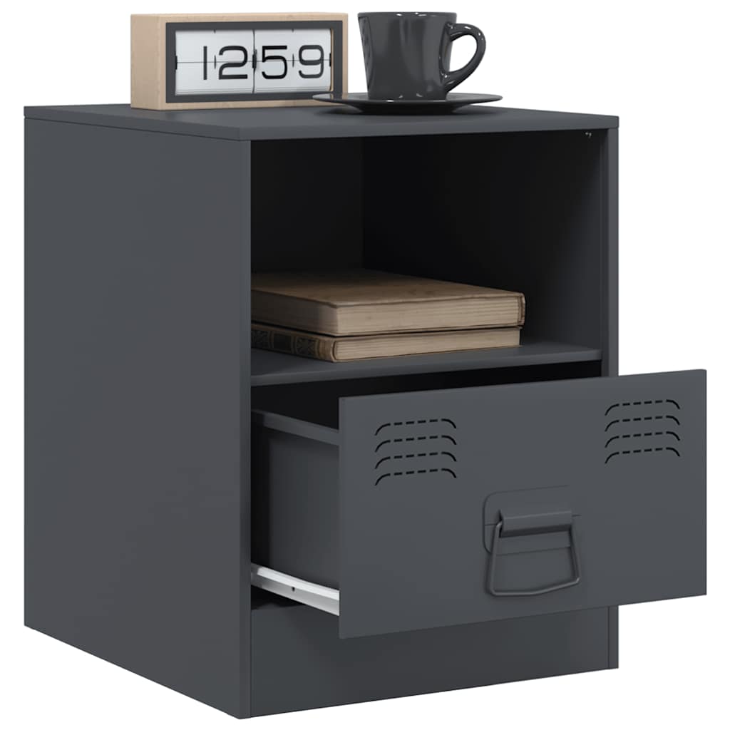 vidaXL Nachttisch Anthrazit 34,5x39x44 cm Stahl
