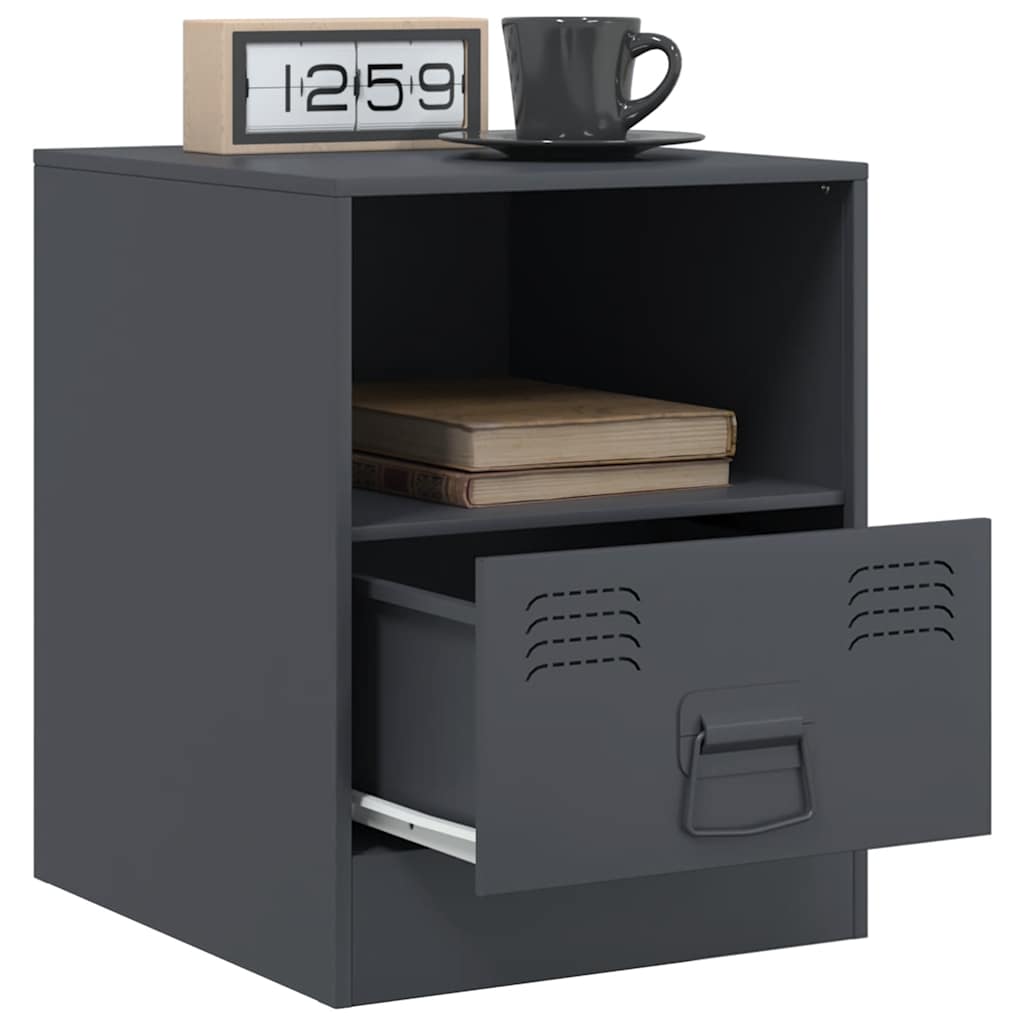 vidaXL Nachttische 2 Stk. Anthrazit 34,5x39x44 cm Stahl