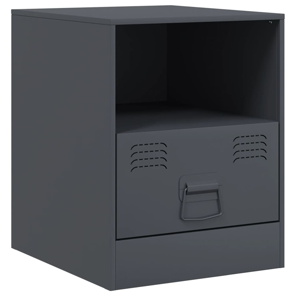 vidaXL Nachttische 2 Stk. Anthrazit 34,5x39x44 cm Stahl
