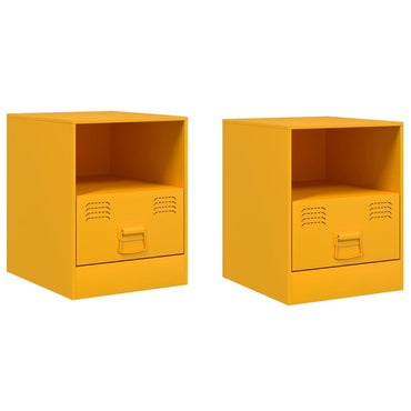 vidaXL Tables de chevet 2 pcs. Jaune moutarde 34,5x39x44 cm Acier