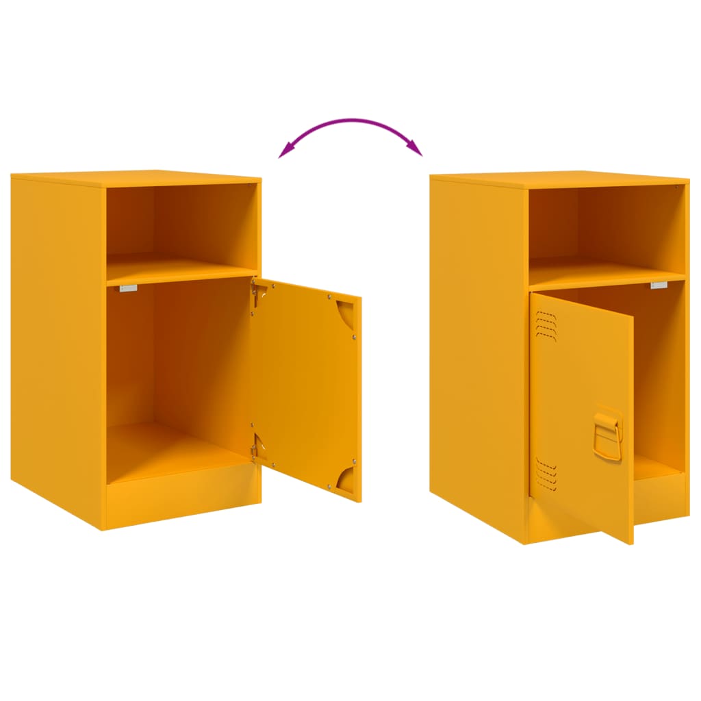 vidaXL Nachttische 2 Stk. Senfgelb 34,5x39x62 cm Stahl