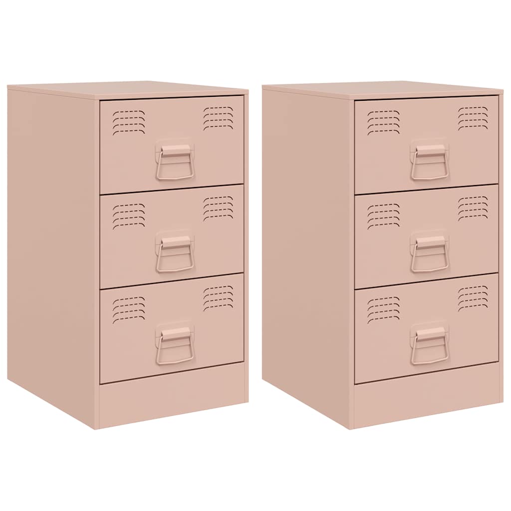 vidaXL Nachttische 2 Stk. Rosa 34,5x39x62 cm Stahl