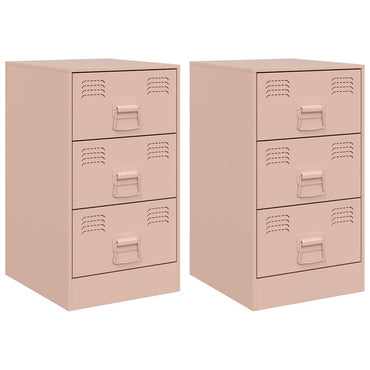 vidaXL Nachttische 2 Stk. Rosa 34,5x39x62 cm Stahl