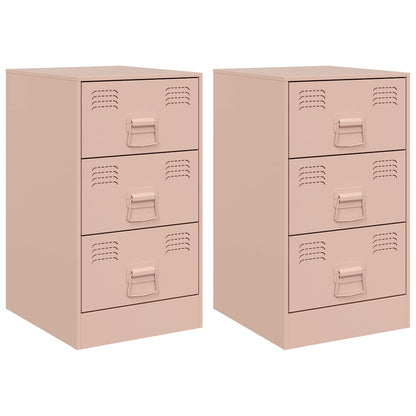 vidaXL Nachttische 2 Stk. Rosa 34,5x39x62 cm Stahl