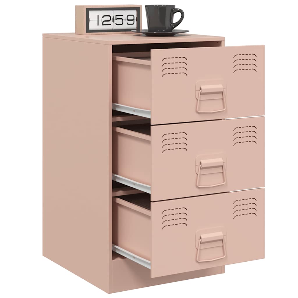 vidaXL Nachttische 2 Stk. Rosa 34,5x39x62 cm Stahl
