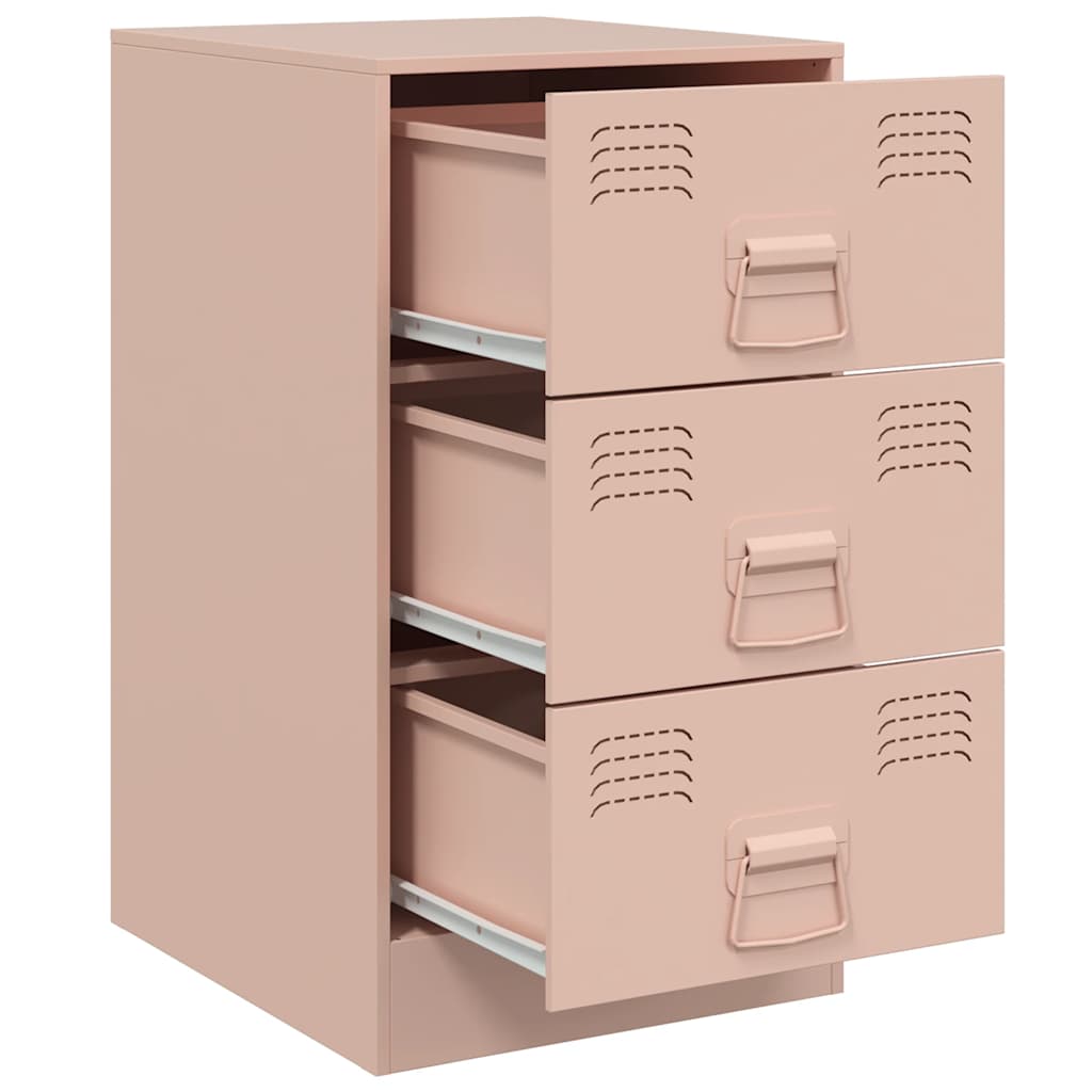 vidaXL Nachttische 2 Stk. Rosa 34,5x39x62 cm Stahl