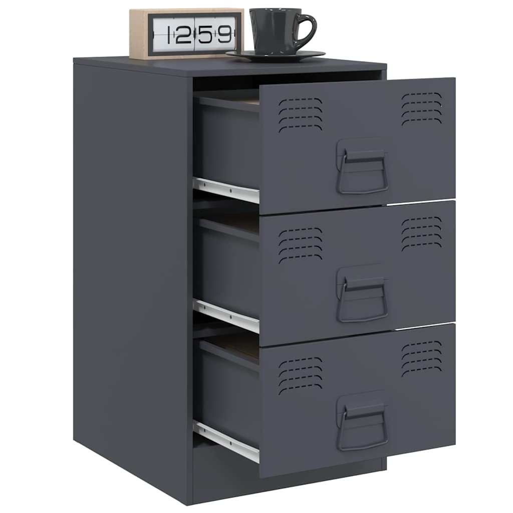 vidaXL Nachttische 2 Stk. Anthrazit 34,5x39x62 cm Stahl
