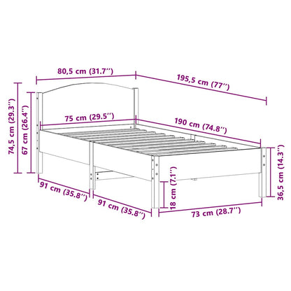 vidaXL Massivholzbett ohne Matratze 75x190 cm Kiefernholz