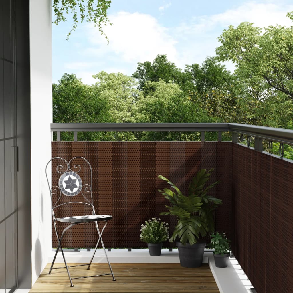 vidaXL Brise-vue de balcon marron et noir 300x100 cm en polyrotin