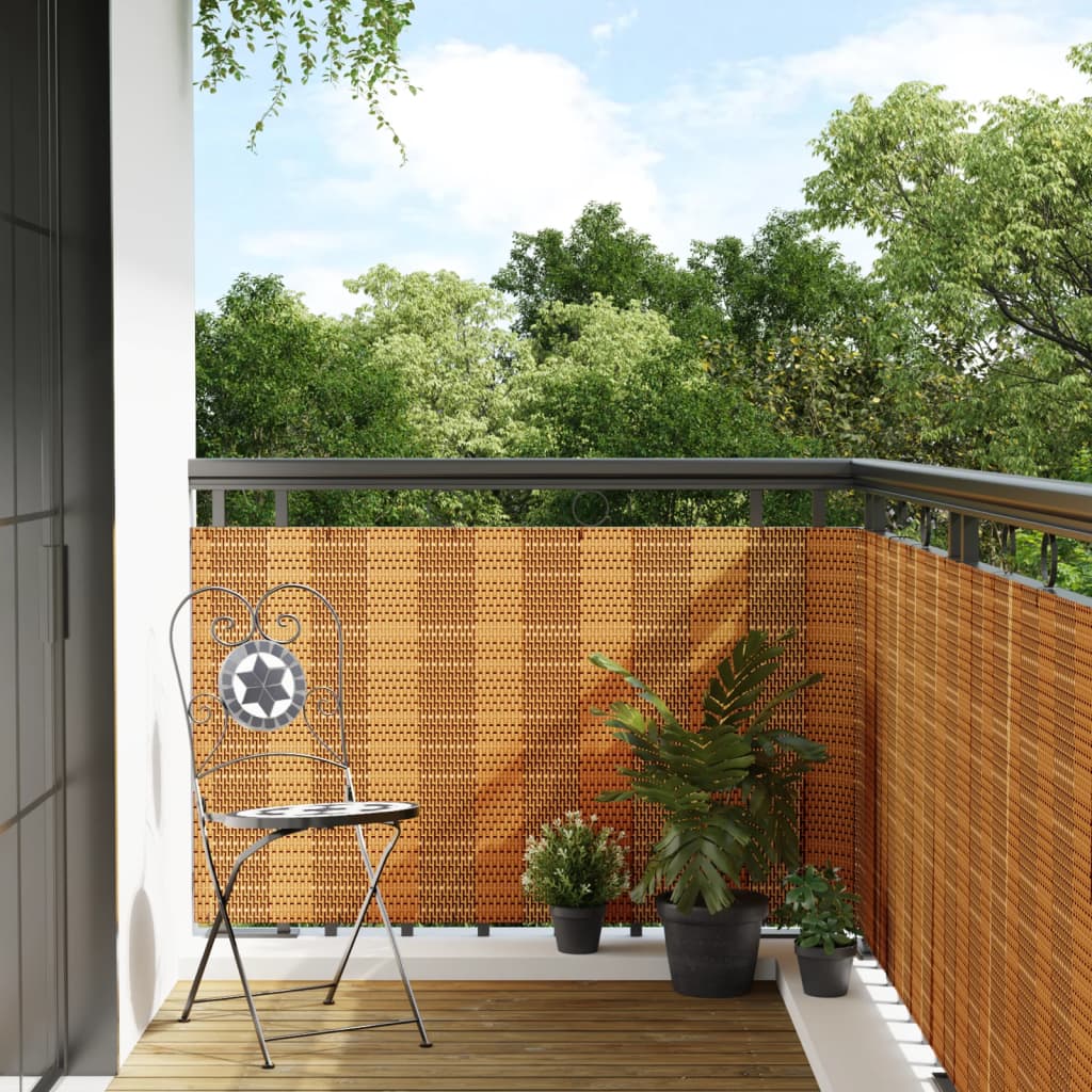 vidaXL Balkon-Sichtschutz Hellbraun 400x100 cm Poly Rattan