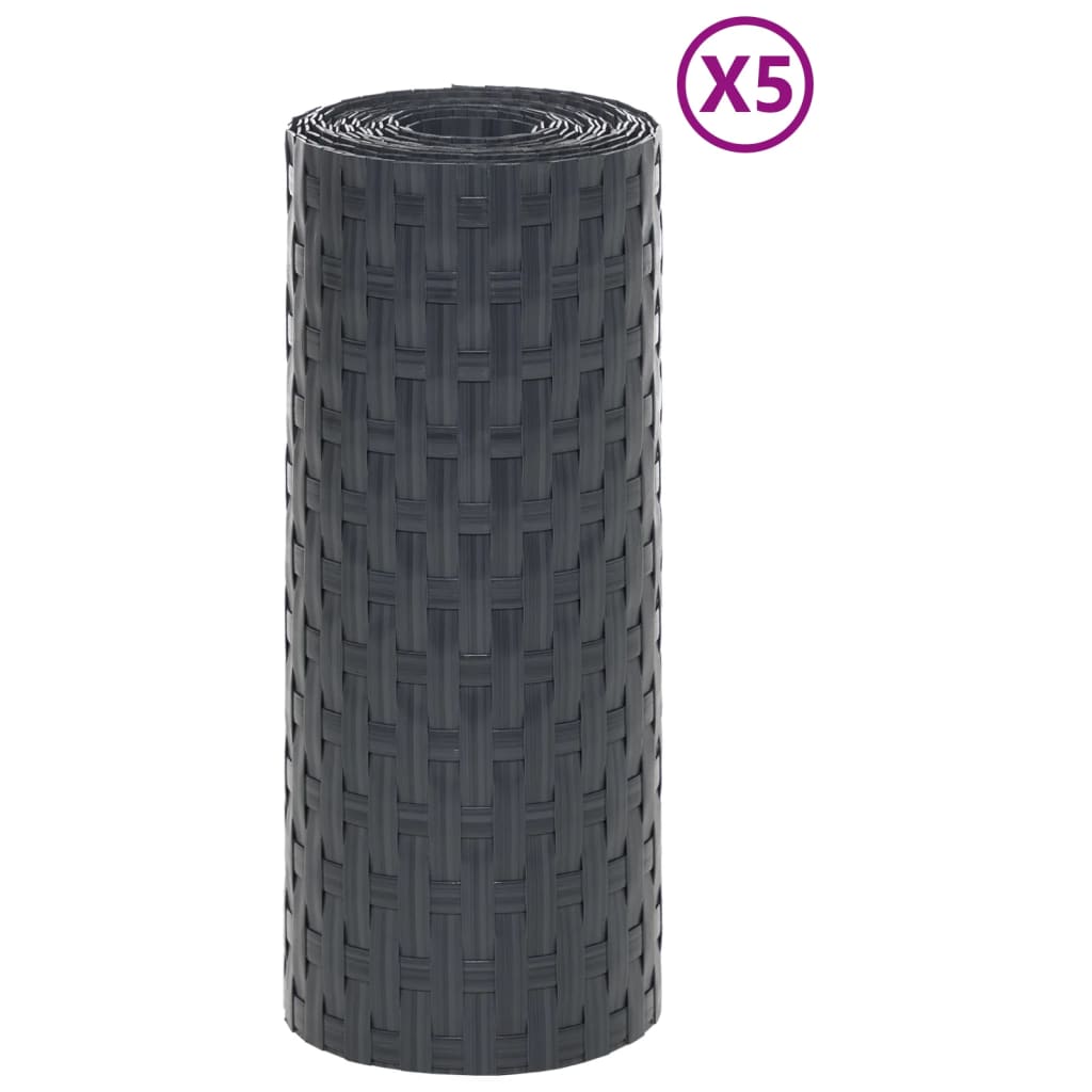 vidaXL Brise-vues de balcon 5 pcs Anthracite 255x19 cm Résine tressée