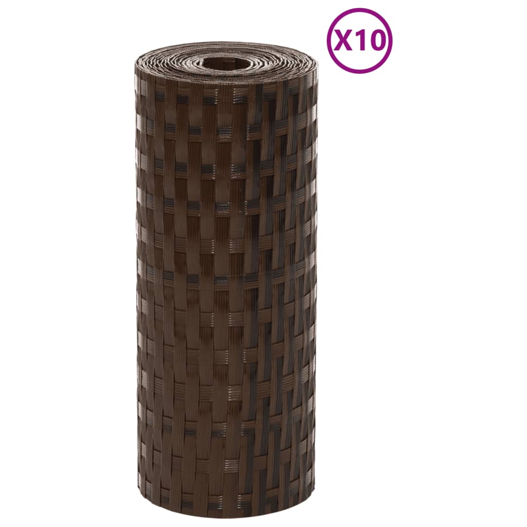 vidaXL Brise-vues de balcon 10 pcs Marron Noir 255x19 cm Résine tressée